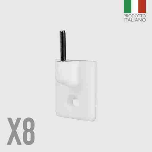 Ganci Adesivi Tendi Tenda Bianchi 8pz