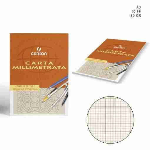 Canson Blocco Carta Millimetrata A3 80G 10FF Arancio