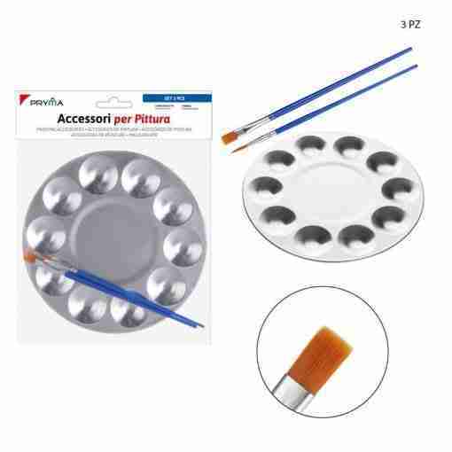 Pryma Accessori Pittura 3pz Tavolozza + Pennelli Blister