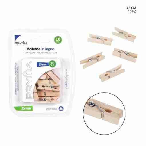 Pryma Molletta Legno 3,5cm 10pz Blister