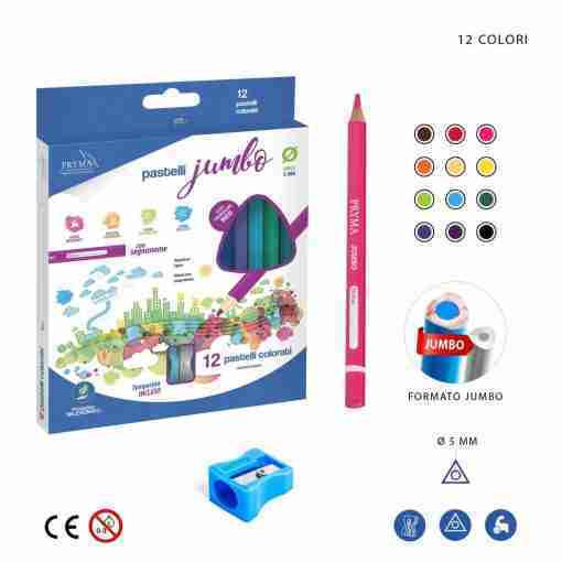 Pryma Pastelli Triangolari Jumbo 12pz Blister