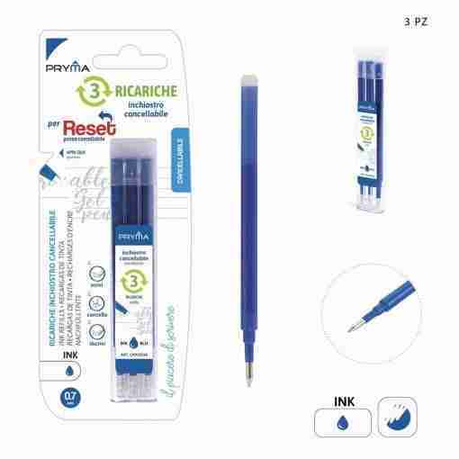 Pryma Ricarica Penna Cancellabile Reset 0,7mm 3pz Blu Blister