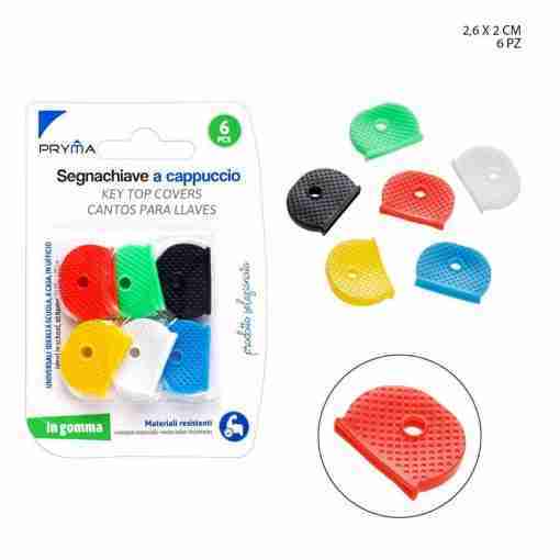 Pryma Segnachiave Cappuccio Gomma C/Foro 6pz Blister