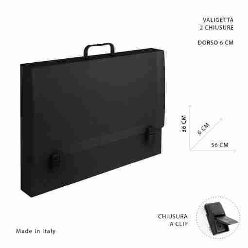 Pryma Valigetta C/Manico 56x36x6cm 2 Chiusure Nero