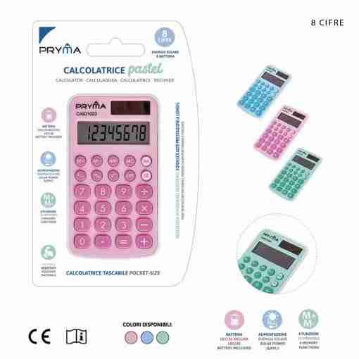 Pryma Calcolatrice 8Cifre 100x56x8mm Solare/Batteria