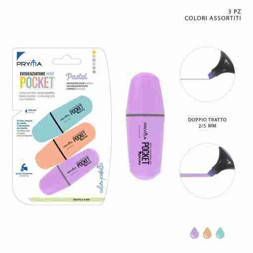 Pryma Evidenz.Mini Pocket P/Scalp.2/5mm 3pz Pastel