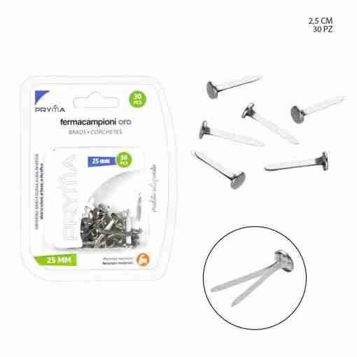 Pryma Fermacampioni 25mm 30pz Argento Blister