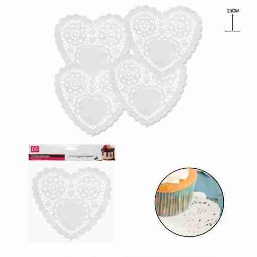 Dc Casa Centrino Carta Cuore 23cm 25pz Bianco