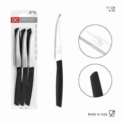 Dc Casa Coltello Tavola P/Bistecca 11cm 6pz Nero