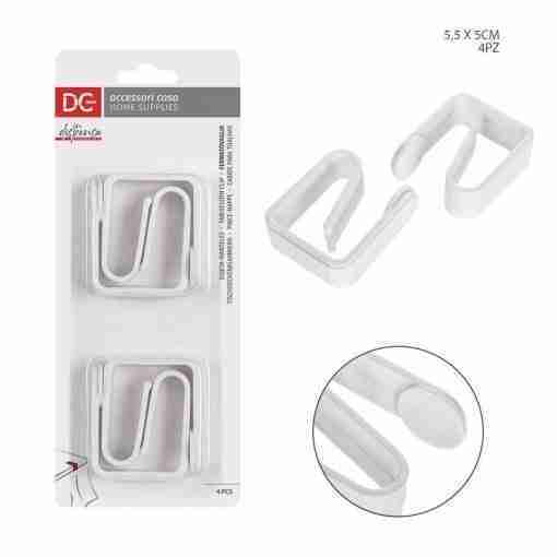 Dc Casa Fermatovaglia Plast. 5.5x5cm 4pz Bianco