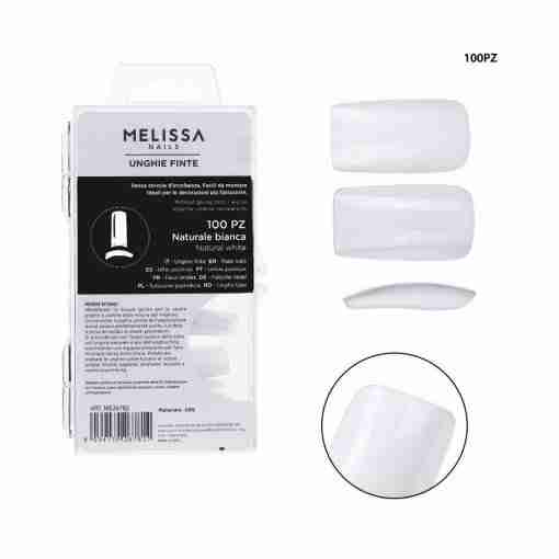 Melissa Unghie Finte Bianche Quadrate 100pz