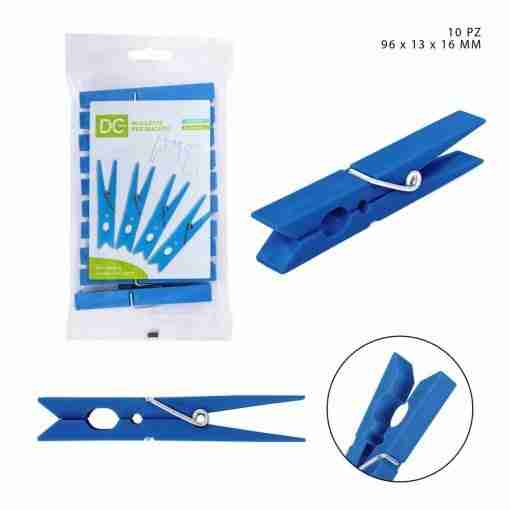 Dc Casa Mollette Bucato Plast.96x13x16mm 10pz Blu