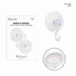 Dimorae Gancio Ventosa Plast. 7.2cm 2pz Bianco