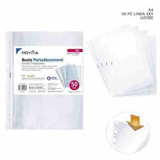 Pryma L/Sky Busta P/Docum. A4 0.06mm 50pz Lucida