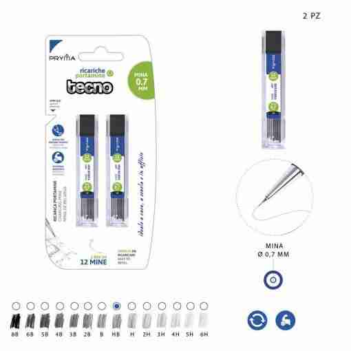 Pryma Ric.Portamine Tecno 12 Mine Hb 0,7mm 2pz Bl.