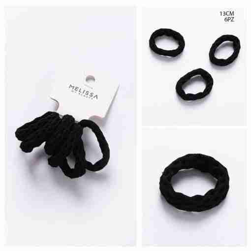 Melissa Elastico Capelli 13cm 6pz Nero