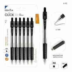 Pryma Penna Sfera Scatto Click 1mm 6pz Nero Bl.