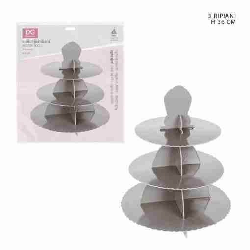 Dc Casa Portamuffin 3piani H36cm Argento