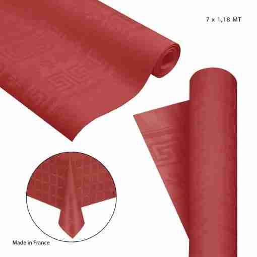 Dc Casa Tovaglia Carta Damascata 7x1.18m Rosso