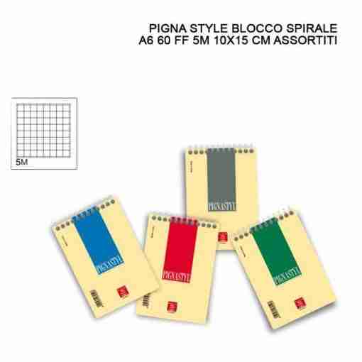 Pigna Style Blocco Spirale A6 60ff 80g 5m