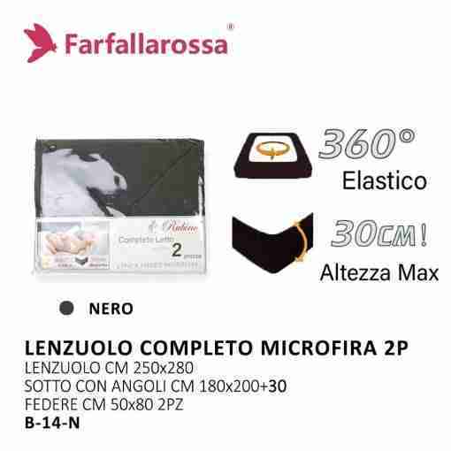 Farfallarossa Lenzuolo Completo Microfibra B-14-N 2p 250*280