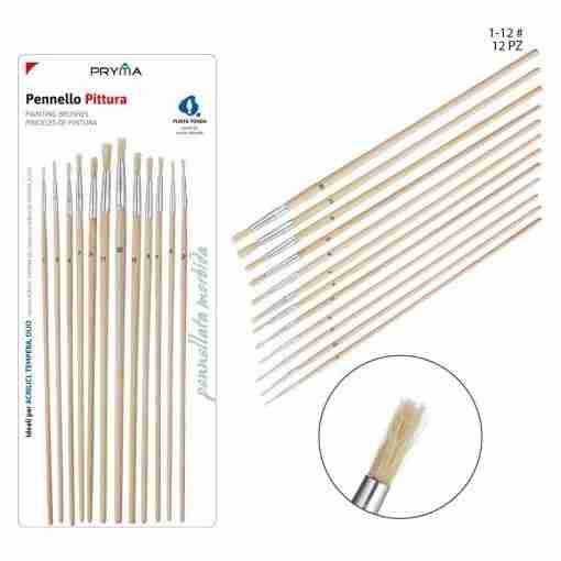 Pryma Pennello Pittura Avorio Tondo 12pz 1-12 Bl