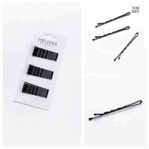 Melissa Mollette Capelli S/Nichel Nere 5cm 30pz