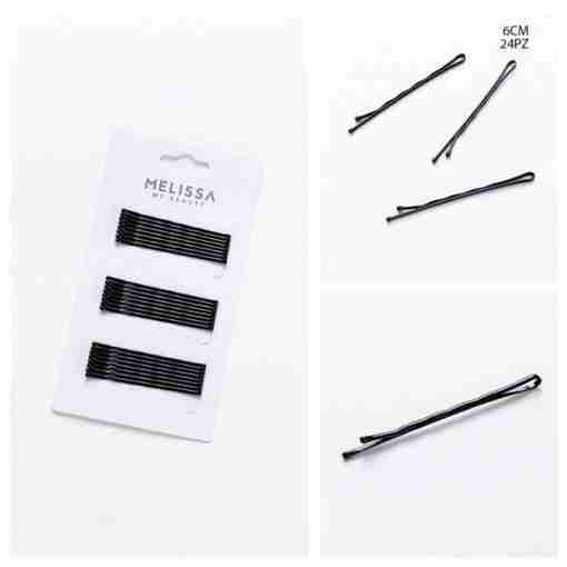 Melissa Mollette Capelli S/Nichel Nere 6cm 24pz