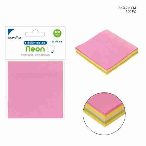 Pryma Stick Notes Neon 76x76mm 100ff Bl.