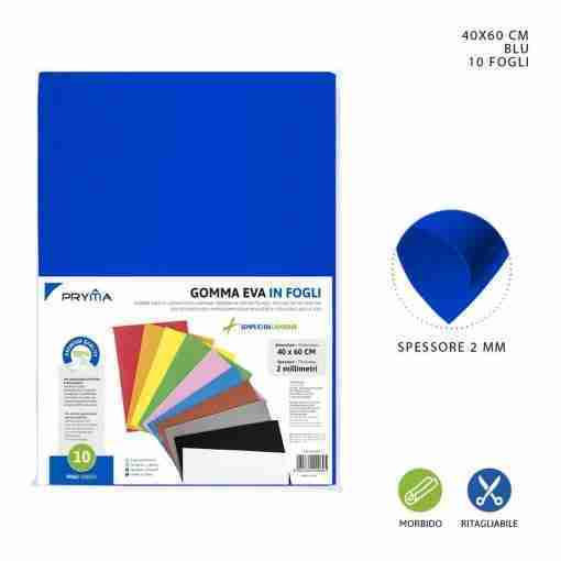 Pryma Foglio Gomma Eva 40x60cm 2mm Blu