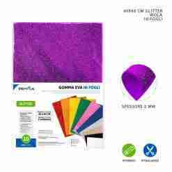 Pryma Foglio Gomma Eva Glitter 40x60cm 2mm Viola