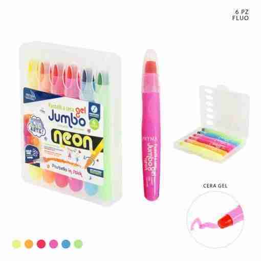 Pryma Pastelli Cera Gel Jumbo 13x1.7cm 6pz Neon