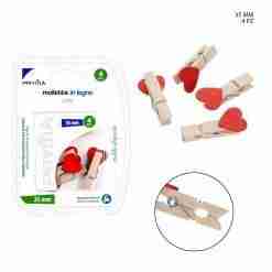 Pryma Molletta Legno Cuore 3.5cm 4pz Bl.