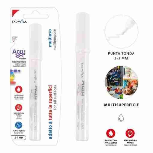 Pryma Marcatore Acrilico P/Tonda 2-3mm Bianco