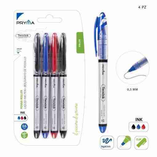 Pryma Penna Roller Tecnink 0.5mm 4pz Ass. Bl.