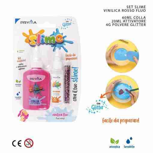 Pryma Set Slime Vinilica 60ml Fluo Rosso Bl.
