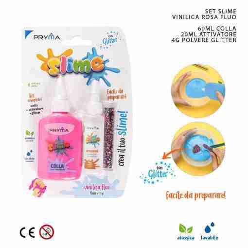 Pryma Set Slime Vinilica 60ml Fluo Rosa Bl.