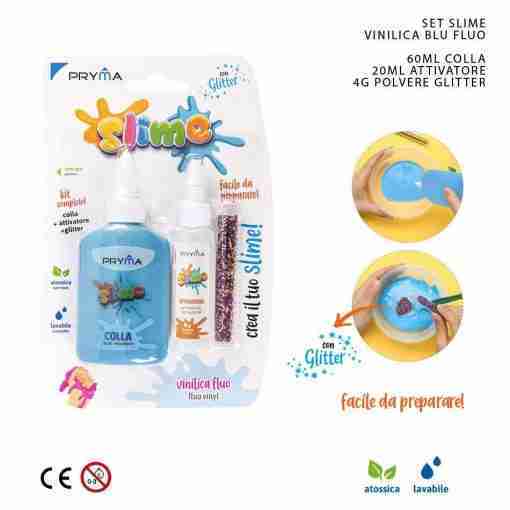 Pryma Set Slime Vinilica 60ml Fluo Blu Bl.