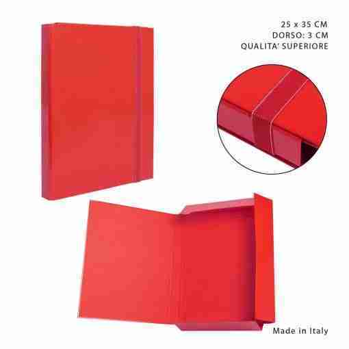 Pryma Cartella 3/L Elast.Piatto D3 25x35cm Rosso