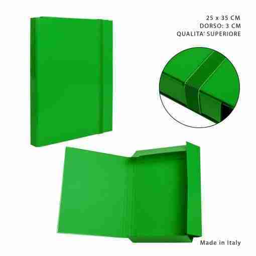 Pryma Cartella 3/L Elast.Piatto D3 25x35cm Verde