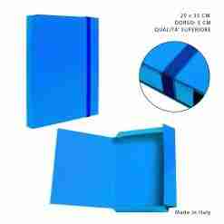 Pryma Cartella 3/L Elast.Piatto D3 25x35cm Azzurro
