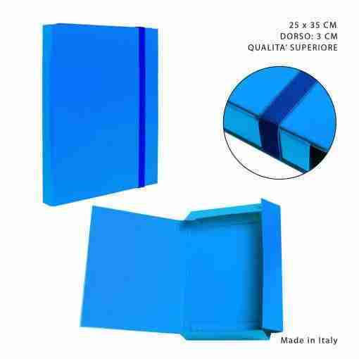 Pryma Cartella 3/L Elast.Piatto D3 25x35cm Azzurro