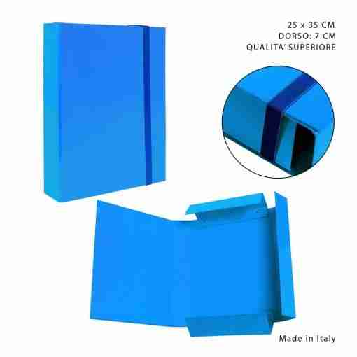 Pryma Cartella 3/L Elast.Piatto D7 25x35cm Azzurro