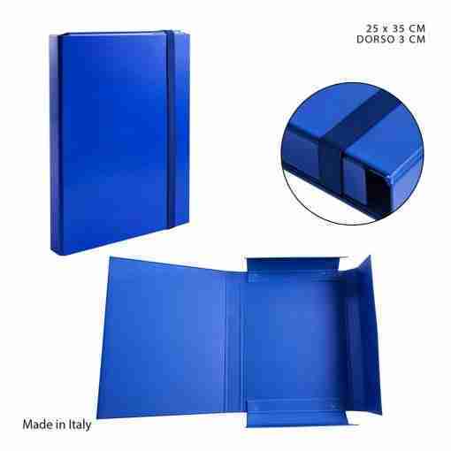 Pryma Cartella 3/L Elast.Piatto D3 25x35cm Blu