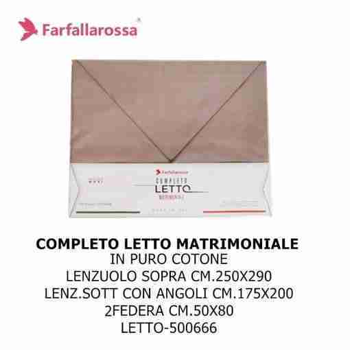 Farfallarossa Completo Letto Matrimoniale Cm.250*290 Tortora