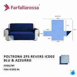 Farfallarossa Copridivano 2ps Revers Icd02 Blu-Azzurro