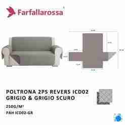Farfallarossa Copridivano 2ps Revers Icd02 Grigio-Grigio Scuro
