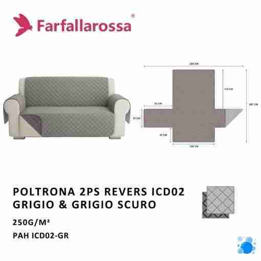Farfallarossa Copridivano 2ps Revers Icd02 Grigio-Grigio Scuro