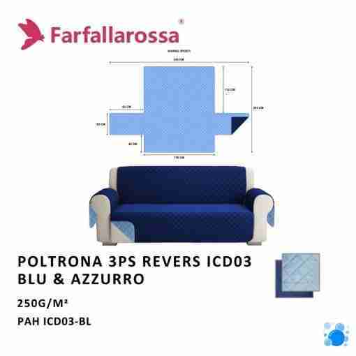 Farfallarossa Copridivano 3ps Revers Icd03 Blu-Azzurro