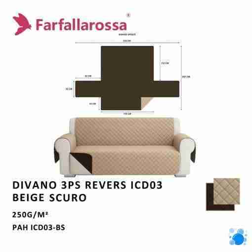 Farfallarossa Copridivano 3ps Revers Icd03 Beige Scuro-Marrone Scuro